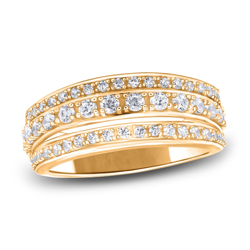Main Image 1 of Diamond Triple Row Anniversary Band 3/4 ct tw Round 14K Yellow Gold