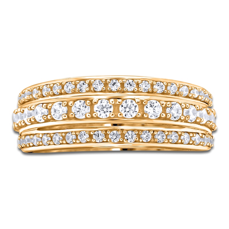Main Image 3 of Diamond Triple Row Anniversary Band 3/4 ct tw Round 14K Yellow Gold