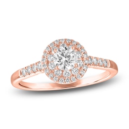 Diamond Double Halo Engagement Ring 5/8 ct tw 14K Rose Gold