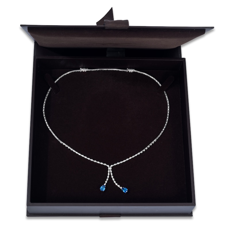 Main Image 2 of Le Vian Couture Pear-Shaped Natural Blue Sapphire Dangle Necklace 1-1/3 ct tw Diamonds 18K Vanilla Gold
