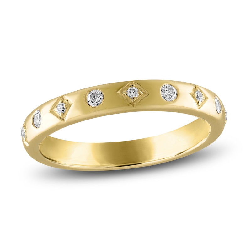 Main Image 1 of Diamond Pave Wedding Band 1/6 ct tw 14K Yellow Gold 3.2mm