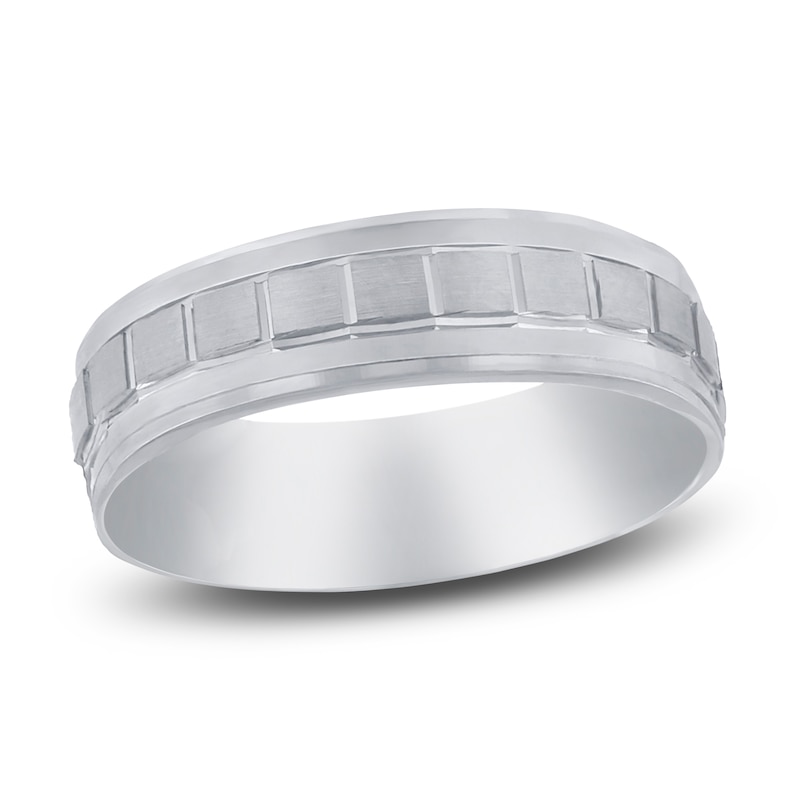 Main Image 1 of Men's Box-Patterned Wedding Band 14K White Gold 7mm