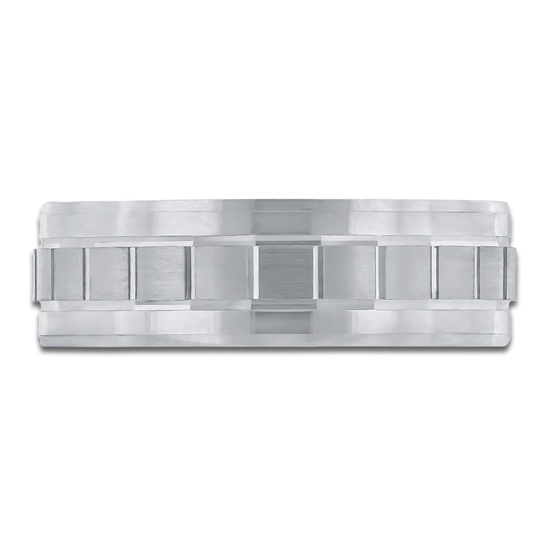 Main Image 3 of Men's Box-Patterned Wedding Band 14K White Gold 7mm