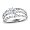 Thumbnail Image 1 of Emerald-Cut & Round-Cut Diamond Three-Row Ring 1 ct tw 10K White Gold