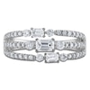 Thumbnail Image 3 of Emerald-Cut & Round-Cut Diamond Three-Row Ring 1 ct tw 10K White Gold