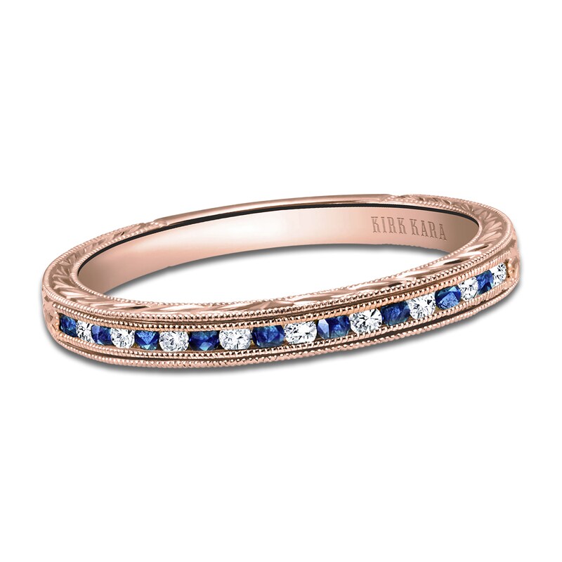 Main Image 1 of Kirk Kara Natural Sapphire & Diamond Wedding Band 1/10 ct tw 14K Rose Gold