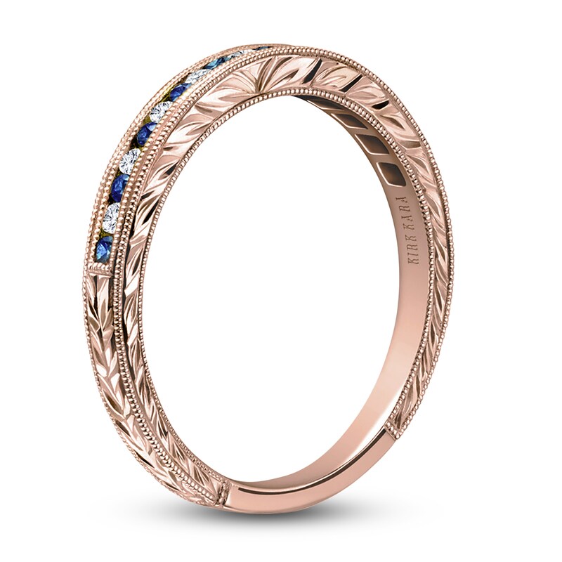 Main Image 2 of Kirk Kara Natural Sapphire & Diamond Wedding Band 1/10 ct tw 14K Rose Gold