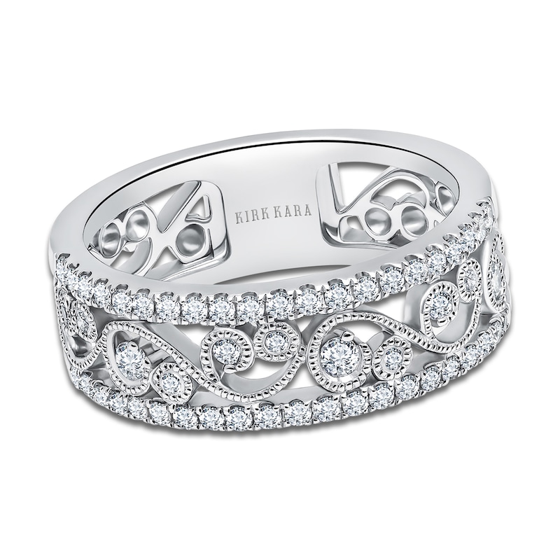 Main Image 1 of Kirk Kara Round Diamond 1/2 ct tw Wide Lace Wedding Band Platinum