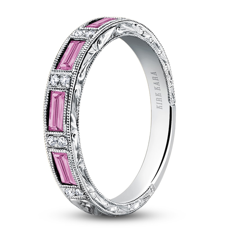 Main Image 2 of Kirk Kara Natural Pink Sapphire & Diamond Wedding Band 1/20 ct tw 18K White Gold
