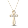 Thumbnail Image 2 of Diamond Cross Necklace 1/3 ct tw 10K Yellow Gold 18"
