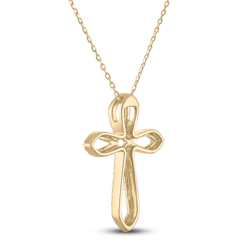 Main Image 3 of Diamond Cross Necklace 1/3 ct tw 10K Yellow Gold 18"