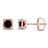 Thumbnail Image 1 of Princess-Cut Black Diamond Solitaire Stud Earrings 1/4 ct tw 14K Rose Gold