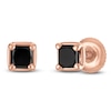 Thumbnail Image 2 of Princess-Cut Black Diamond Solitaire Stud Earrings 1/4 ct tw 14K Rose Gold