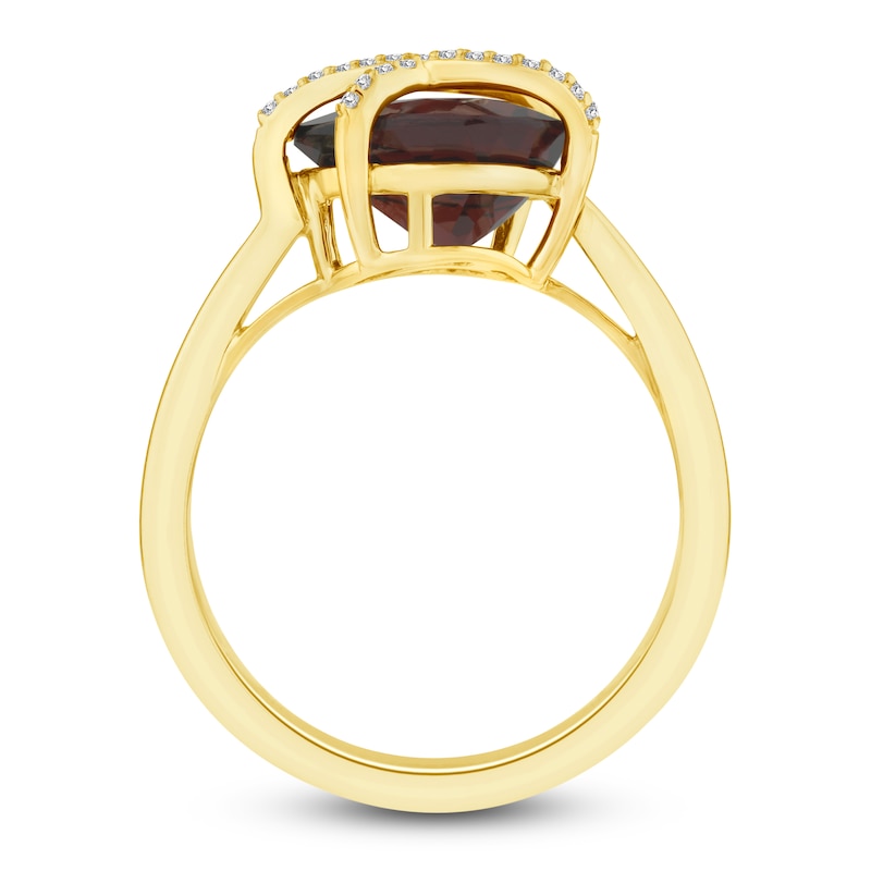Main Image 2 of Pear-Shaped Natural Garnet & Diamond Crossover Ring 1/15 ct tw 14K Yellow Gold
