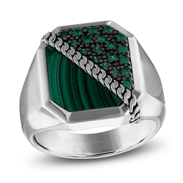 1933 by Esquire Men's Natural Malachite & Green Onyx Ring Sterling Silver