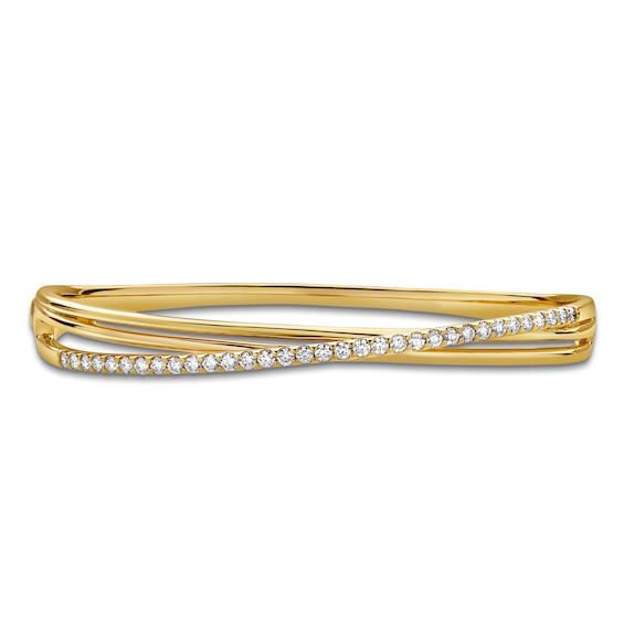 Jared Signature Diamond Crossover Bangle Bracelet 1 ct tw 14K Yellow Gold