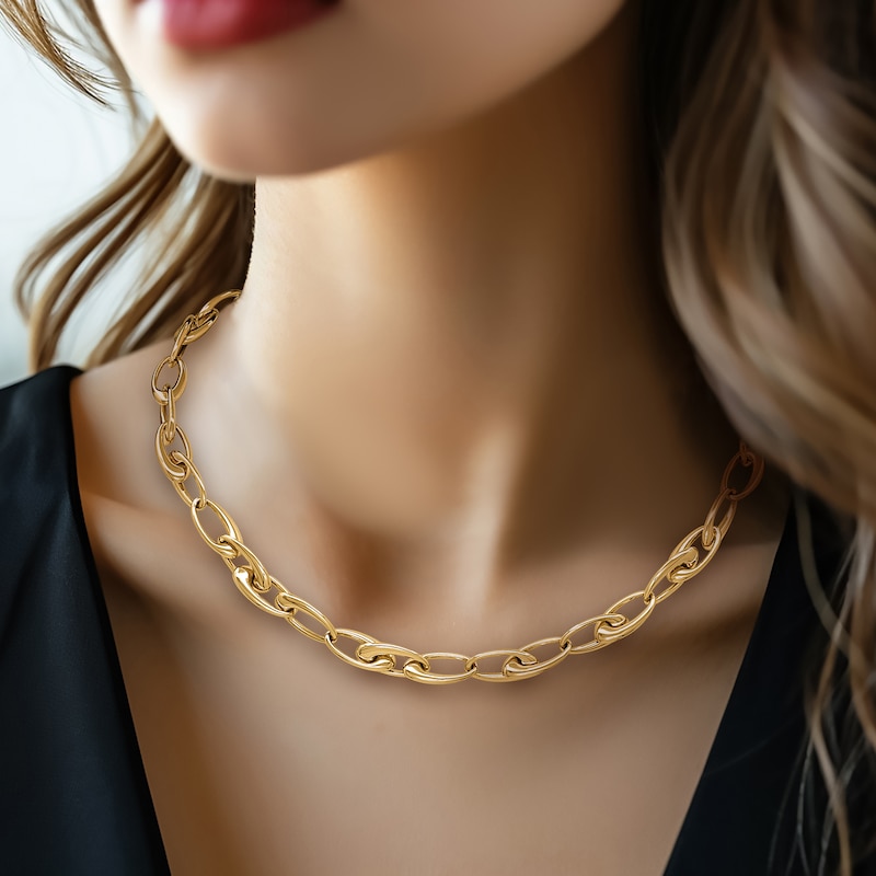 Main Image 4 of Blue Nile X Jared Tapered Oval Link Necklace 14K Yellow Gold 18"