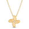 Thumbnail Image 1 of Italia D'Oro Satin-Finish Flower Necklace 14K Yellow Gold 18"