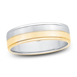 Men's Brushed Wedding Band 14K Two-Tone Gold 6mm