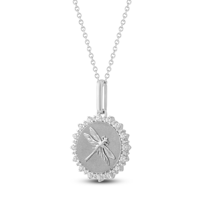 Main Image 2 of Diamond Dragonfly Medallion Necklace 1/4 ct tw Sterling Silver 18"
