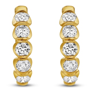 Jared Signature Diamond Scalloped Hoop Earrings 1 ct tw 14K Yellow Gold