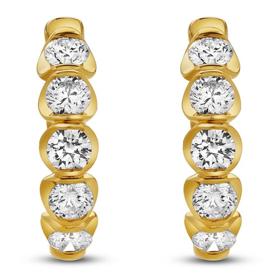 Jared Signature Diamond Scalloped Hoop Earrings 1 ct tw 14K Yellow Gold
