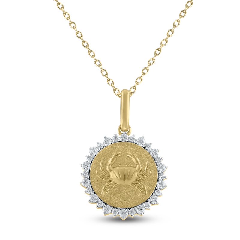 Main Image 1 of Diamond Zodiac Cancer Medallion Necklace 1/3 ct tw 10K Yellow Gold 18"