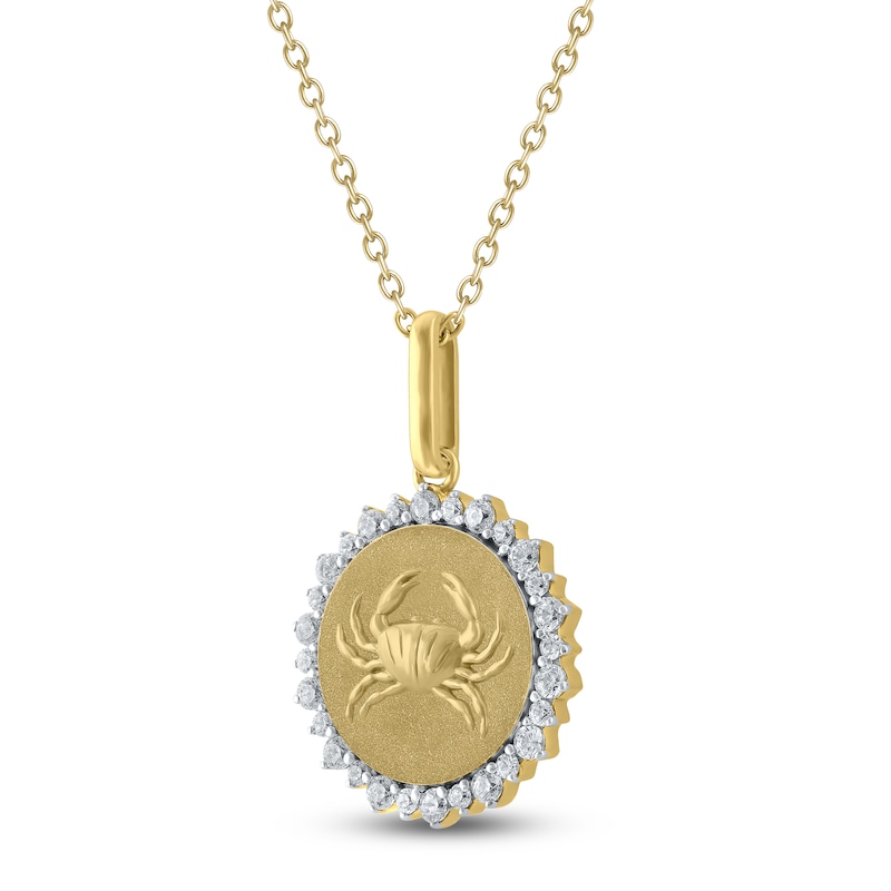 Main Image 2 of Diamond Zodiac Cancer Medallion Necklace 1/3 ct tw 10K Yellow Gold 18"