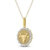Thumbnail Image 2 of Diamond Zodiac Taurus Medallion Necklace 1/3 ct tw 10K Yellow Gold 18"