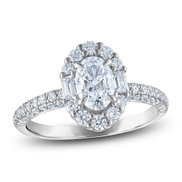 Vera Wang VOW Oval-Cut Diamond Halo Engagement Ring 1-1/2 ct tw 14K White Gold