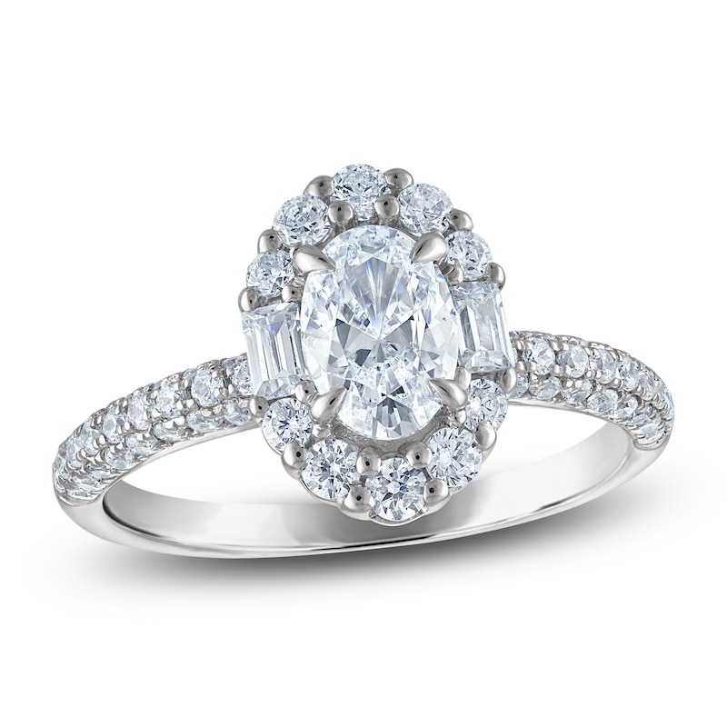 Main Image 1 of Vera Wang VOW Oval-Cut Diamond Halo Engagement Ring 1-1/2 ct tw 14K White Gold