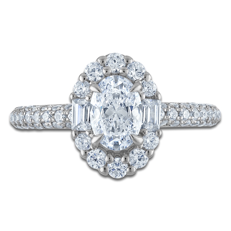 Main Image 3 of Vera Wang VOW Oval-Cut Diamond Halo Engagement Ring 1-1/2 ct tw 14K White Gold