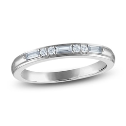 Vera Wang VOW Baguette & Round-Cut Diamond Wedding Band 1/5 ct tw 14K White Gold