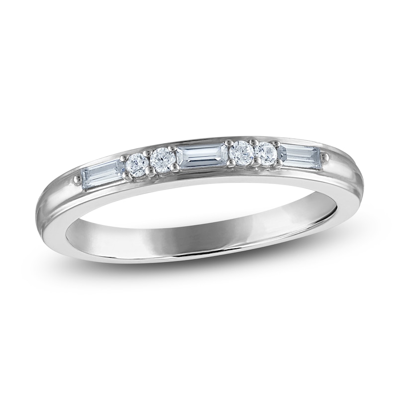 Main Image 1 of Vera Wang VOW Baguette & Round-Cut Diamond Wedding Band 1/5 ct tw 14K White Gold