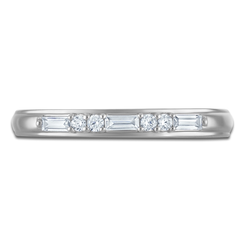 Main Image 3 of Vera Wang VOW Baguette & Round-Cut Diamond Wedding Band 1/5 ct tw 14K White Gold
