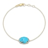 Thumbnail Image 1 of Oval-Cut Natural Turquoise & Blue Topaz Bracelet 14K Yellow Gold 7.75"