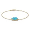 Thumbnail Image 2 of Oval-Cut Natural Turquoise & Blue Topaz Bracelet 14K Yellow Gold 7.75"