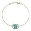 Thumbnail Image 3 of Oval-Cut Natural Turquoise & Blue Topaz Bracelet 14K Yellow Gold 7.75"