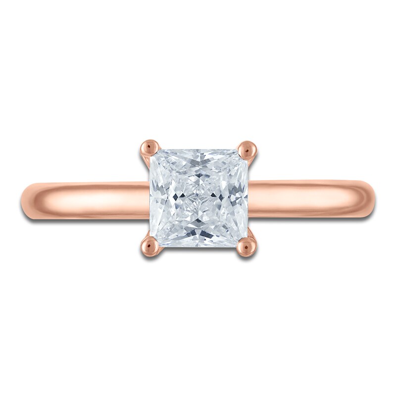 Main Image 3 of Princess-Cut Lab-Grown Diamond Solitaire Plus Engagement Ring 1 ct tw 18K Rose Gold (VS2/F)