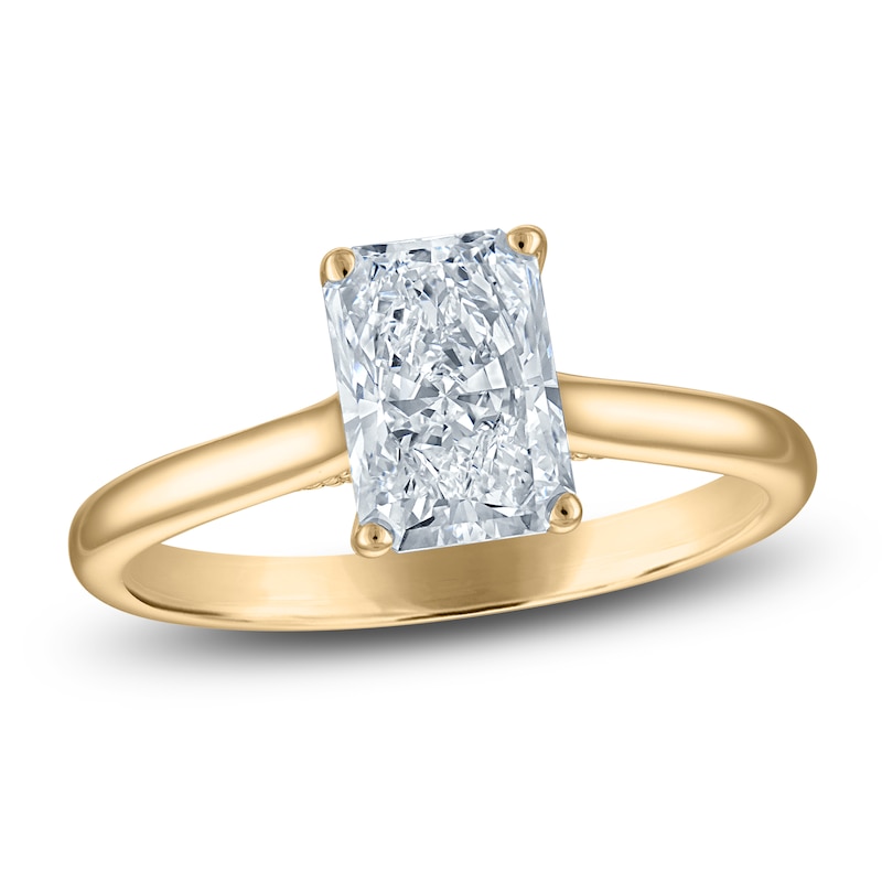 Main Image 1 of Radiant-Cut Lab-Grown Diamond Solitaire Plus Engagement Ring 1-5/8 ct tw 18K Yellow Gold (VS2/F)