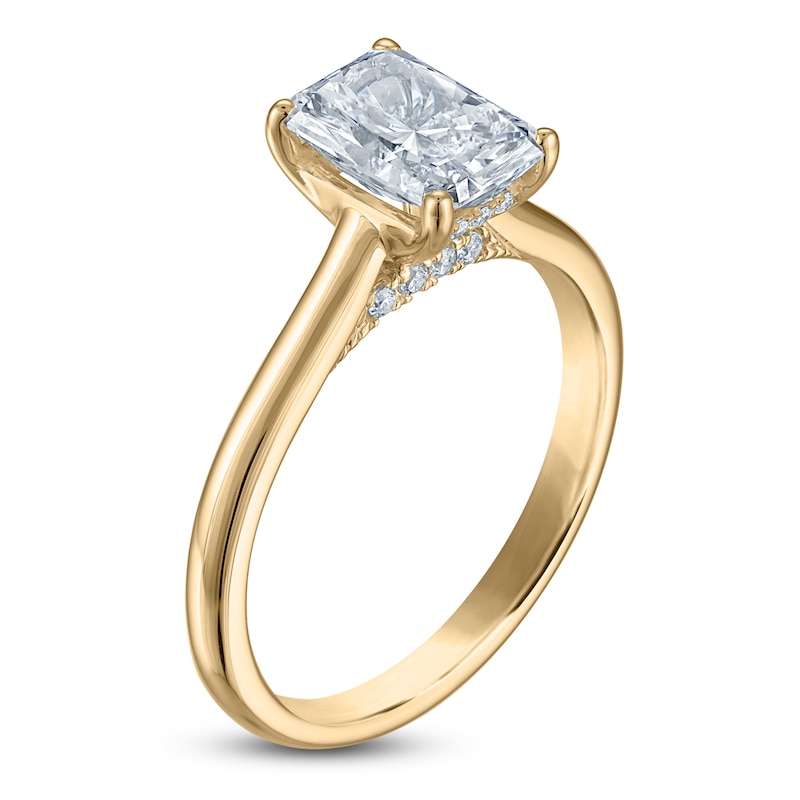 Main Image 2 of Radiant-Cut Lab-Grown Diamond Solitaire Plus Engagement Ring 1-5/8 ct tw 18K Yellow Gold (VS2/F)