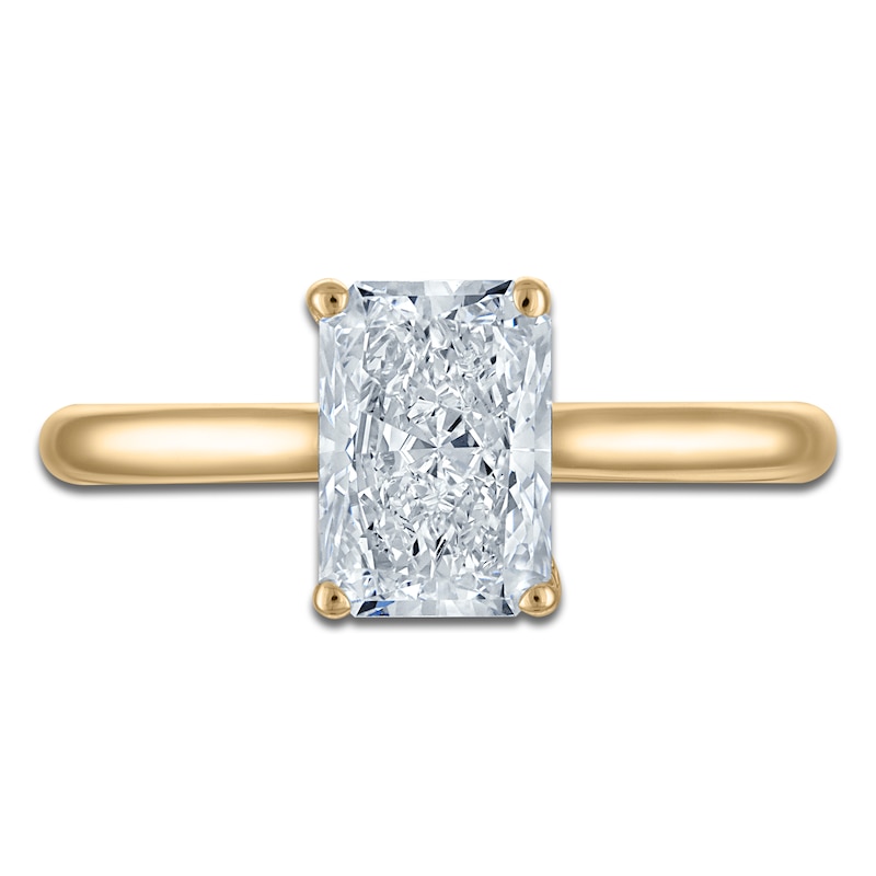 Main Image 3 of Radiant-Cut Lab-Grown Diamond Solitaire Plus Engagement Ring 1-5/8 ct tw 18K Yellow Gold (VS2/F)