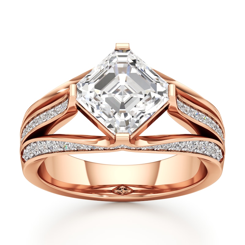 Main Image 1 of J'Lure Lab-Grown Diamond Square-Emerald Step-Cut Engagement Ring 3-1/2 ct tw 18K Rose Gold
