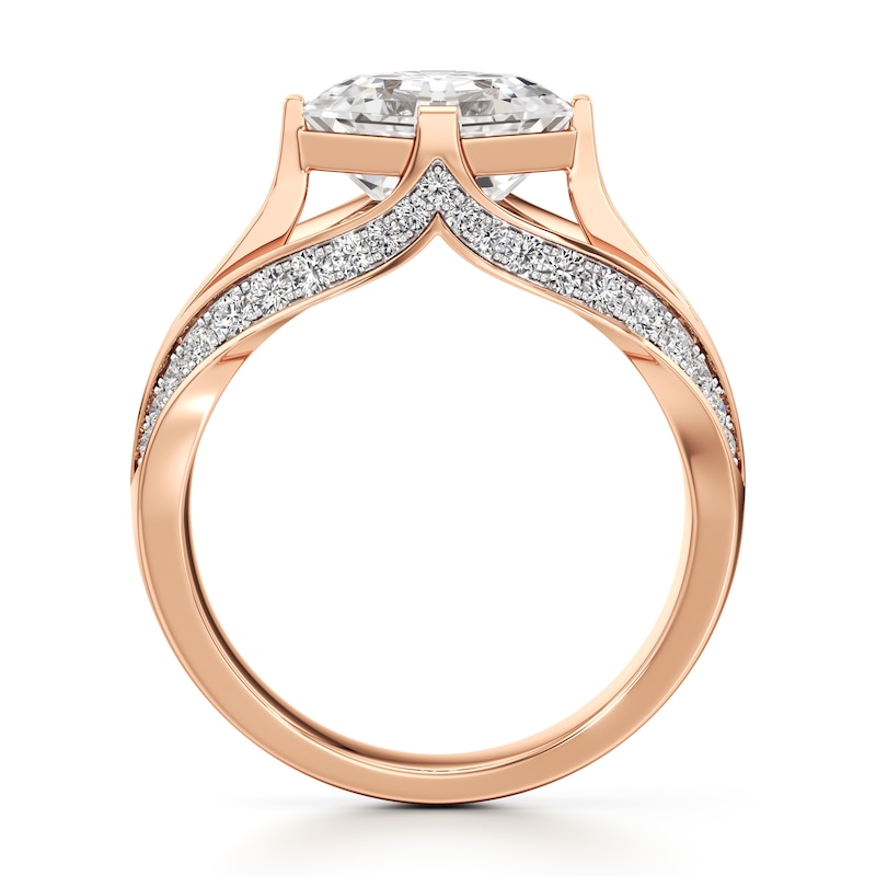 Main Image 2 of J'Lure Lab-Grown Diamond Square-Emerald Step-Cut Engagement Ring 3-1/2 ct tw 18K Rose Gold