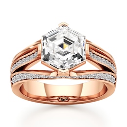 J'Lure Lab-Grown Diamond Hexagon Step-Cut Engagement Ring 3-1/2 ct tw 18K Rose Gold