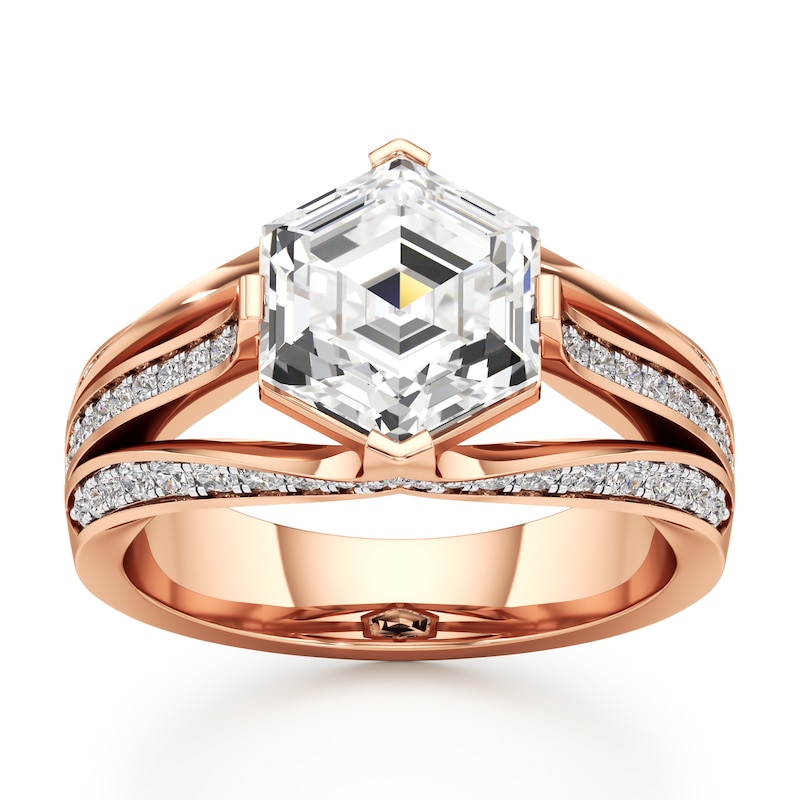 Main Image 1 of J'Lure Lab-Grown Diamond Hexagon Step-Cut Engagement Ring 3-1/2 ct tw 18K Rose Gold