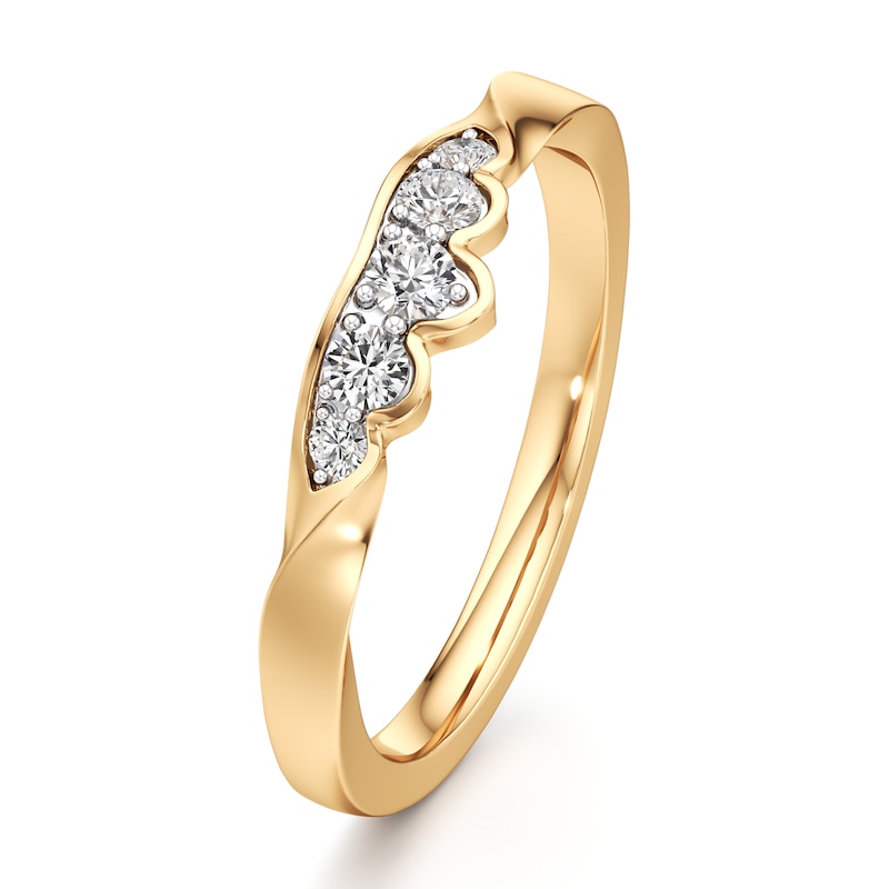Main Image 4 of J'Lure Lab-Grown Diamond Scalloped Wedding Band 1/5 ct tw 18K Yellow Gold