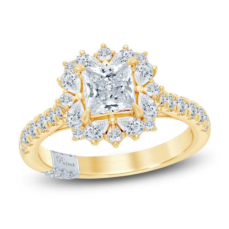 Main Image 1 of Pnina Tornai Princess-Cut Lab-Created Diamond Halo Engagement Ring 1-3/4 ct tw 14K Yellow Gold
