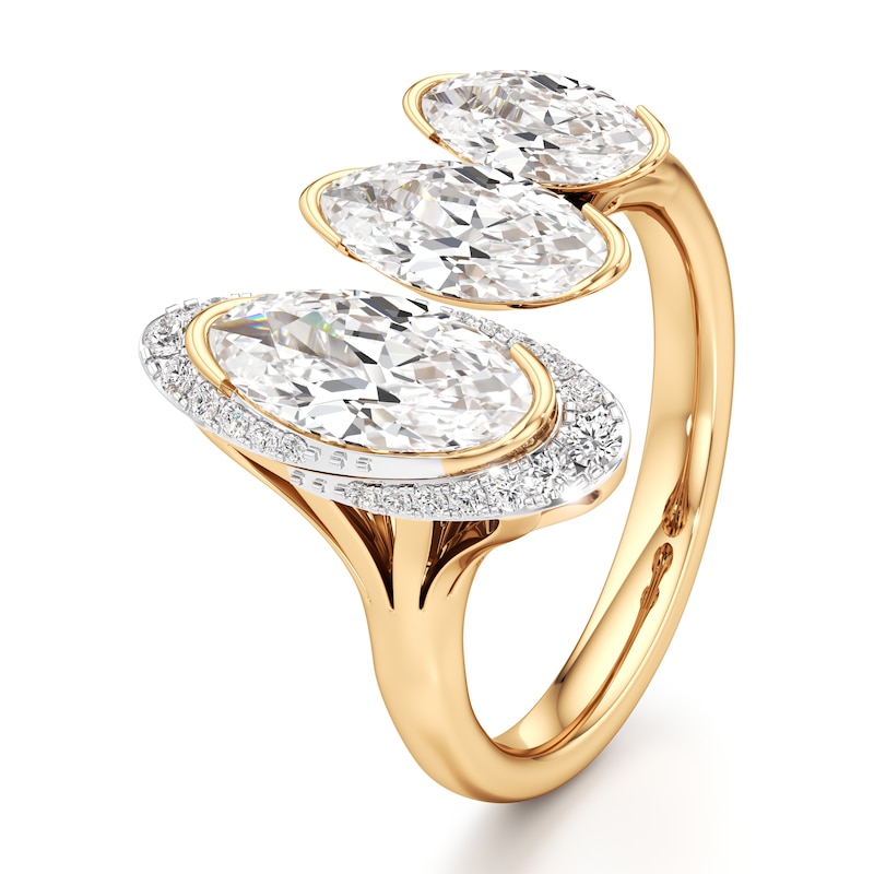 Main Image 4 of J'Lure Moval Old-Cut Lab-Grown Diamond Engagement Ring 2-1/4 ct tw 18K Yellow Gold