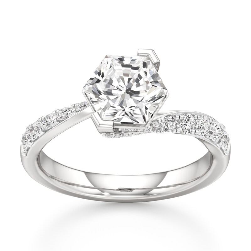 Main Image 1 of J'Lure Hexagon Brilliant-Cut Lab-Grown Diamond Bypass Engagement Ring 2-3/8 ct tw 18K White Gold
